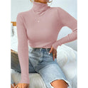 New European And American Women's High Neck Sweater Pullover Knitted Top