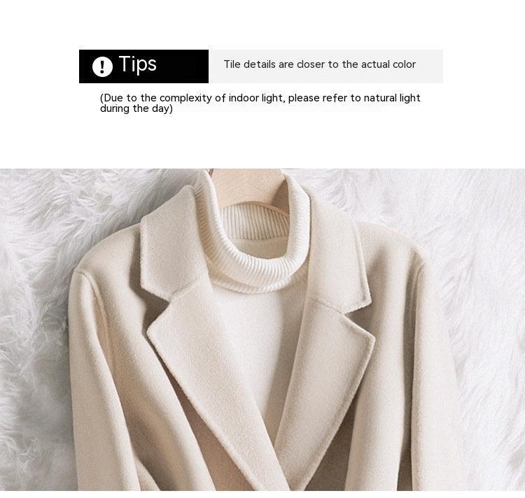 Autumn And Winter Creamy-white Temperament Slim-fit Woolen Coat Women
