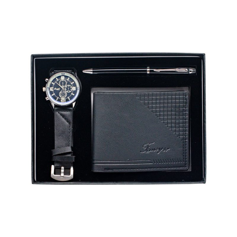 Creative Holiday Gift Wallet Pen Watch Set