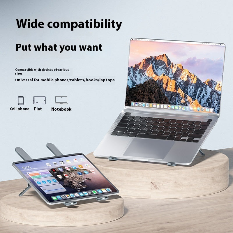 Aluminum Alloy Notebook Stand Portable Folding Lifting Tablet Height Increasing Desktop Twin Fan Computer