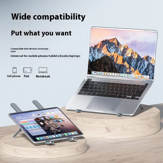 Aluminum Alloy Notebook Stand Portable Folding Lifting Tablet Height Increasing Desktop Twin Fan Computer