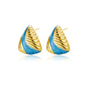 Drop Oil Triangle Striped Ear Studs Minority Fashion