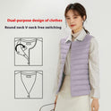 Women's Liner Waistcoat Lightweight Vest Down Jacket Round Neck Thin Lightweight