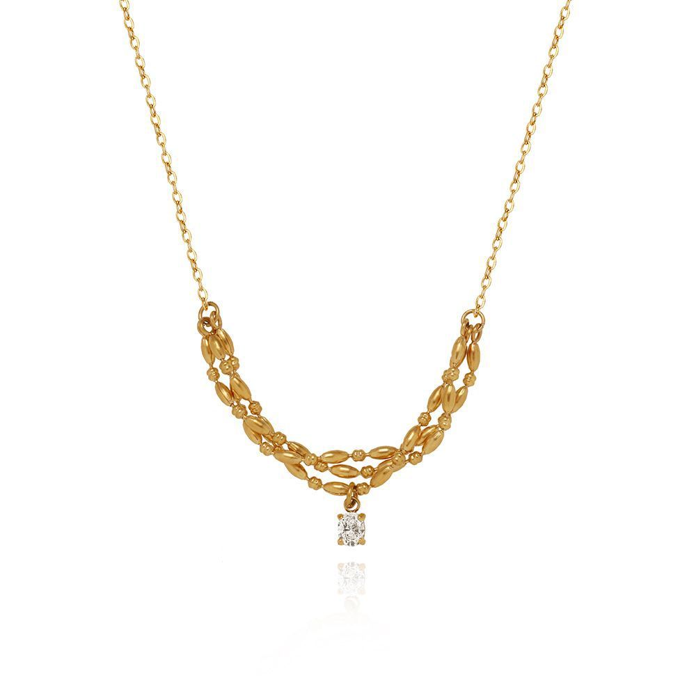 Titanium Steel Necklace For Women, Clavicle Chain, Zirconite Style, High Quality Smile, Luxury