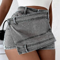 High Waist Irregular Wide Leg Pants Women's Summer Slimming Denim Skirted Leggings Shorts