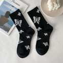 Butterfly Women's Tube Socks Hot Style Black And White Cartoon