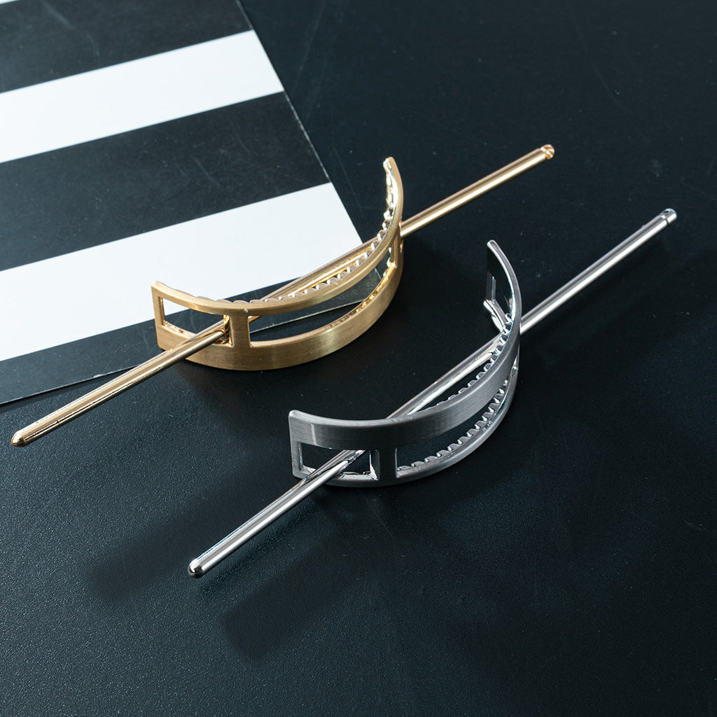 Rectangular Simple Hollow Zinc Alloy Brushed Hairpin