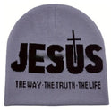 Jacquard Brimless Knitted Hat JESUS Letters Autumn And Winter Wool Sleeve Cap