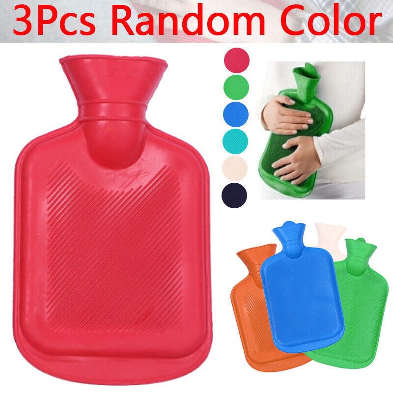 3 Pack 2L HOT WATER BOTTLE NATURAL RUBBER WARMER LARGE PAIN RELIEF HEAT ACHING