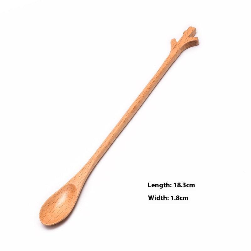 Wooden Tableware Small Wood Spoon 23cm Long Handle Bee Spoon Coffee Muddler