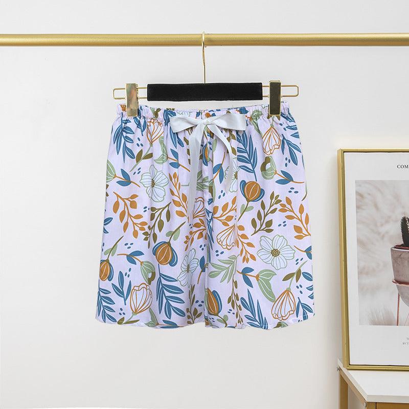 Women's Cotton Silk Pajama Pants Summer Thin Shorts Loose Casual
