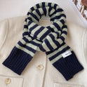 Striped Contrast Color Knitted Wool College Style Scarf