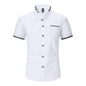 Stand Collar Men's Short Sleeve Shirt