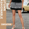 Jacquard Short Knitted Hip Skirt
