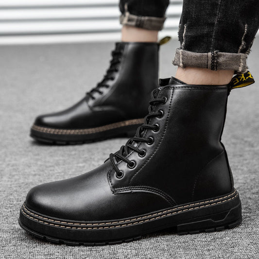 New Style Military Boots British Style Black Men's Leather Boots