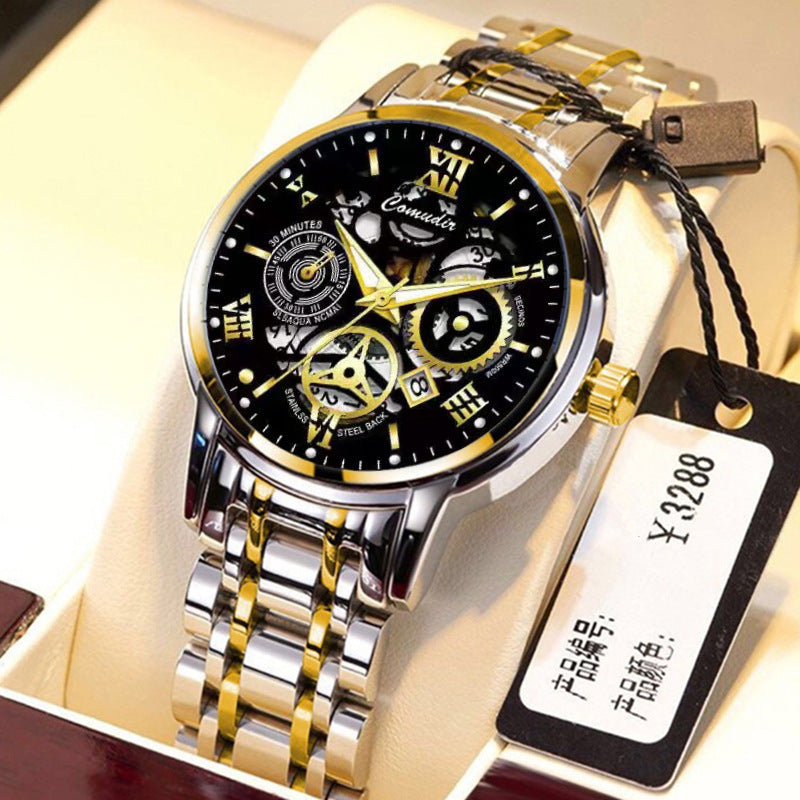 Fashion Jewelry Hollow Men's Watch Men's Waterproof Luminous Calendar