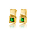 Square Geometric Stainless Steel Inlaid Zircon Stud Earrings Fashion