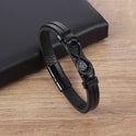 Stainless Steel Leather Bracelet Popular Pattern Men