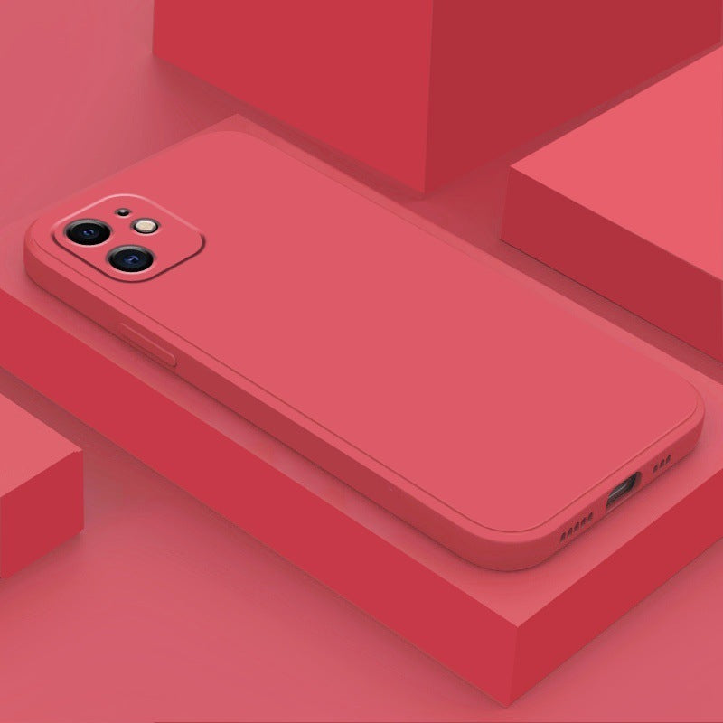 Solid Color Straight Edge TPU Liquid Silicone Phone Case