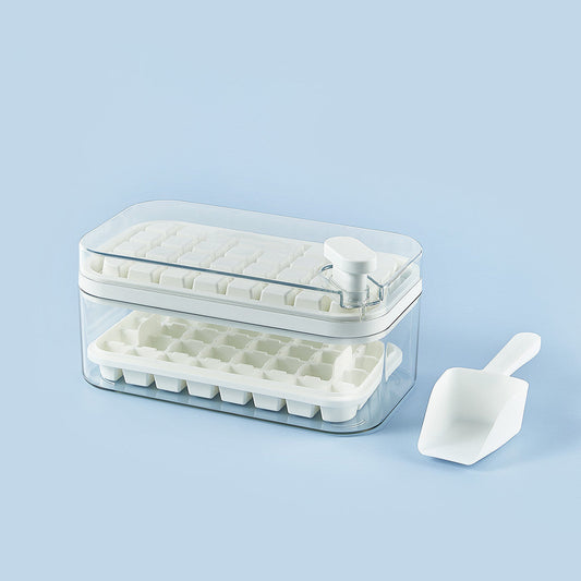 One-button Press Type Ice Mold Box Plastics Ice Cube Maker Ice Tray Mold With Storage Box With Lid Bar Kitchen Accessories