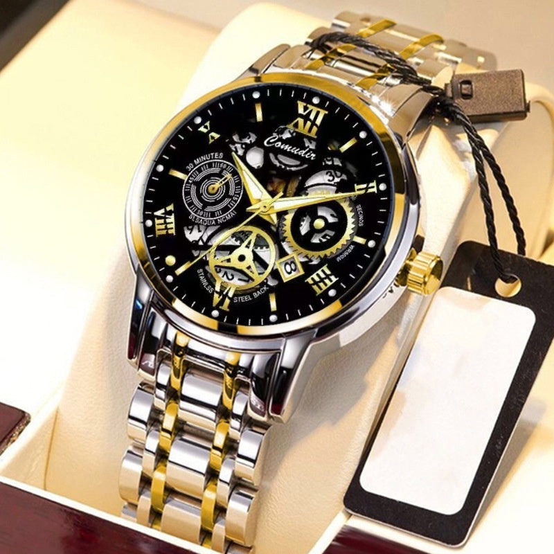 Fashion Jewelry Hollow Men's Watch Men's Waterproof Luminous Calendar