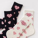Love Black White Mid-tube Cute Students Girls Lolita Socks