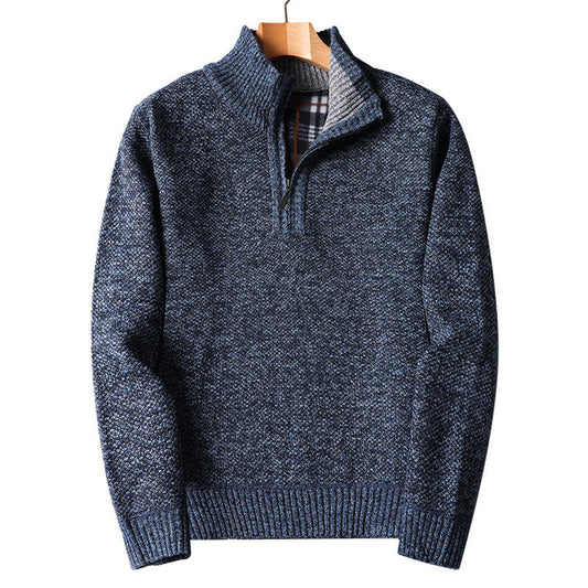 Loose Knit Coat Plush Men's Zipper Sweater