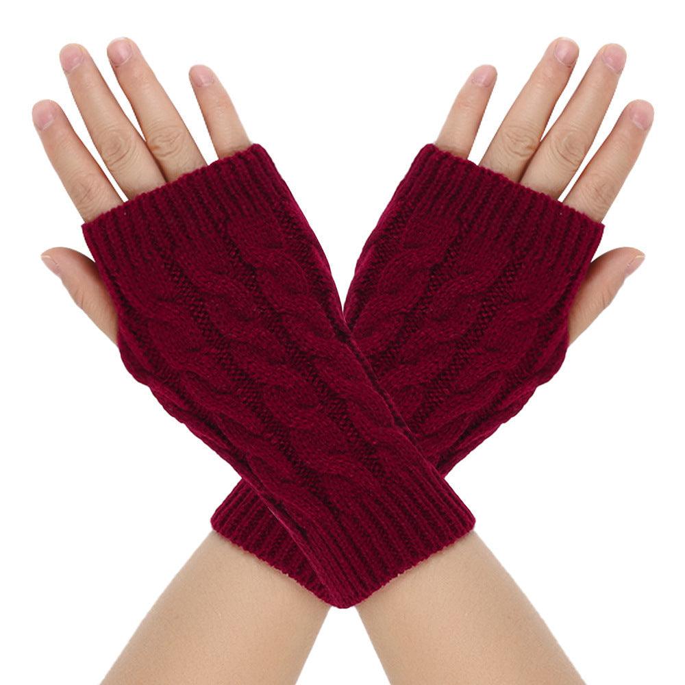 Warm Wool Gloves Winter Men's Open Finger