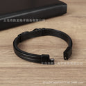 Stainless Steel Leather Bracelet Popular Pattern Men