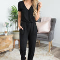 Women's Elastic Waist Drawstring Pocket Straight Leg Jumpsuit