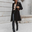 Solid Color Lapel Mid Length Button Wool Coat