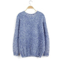 Women's Loose Candy Colored Mohair Pullover Sweater