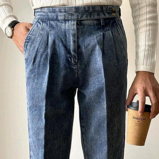 Denim Drooping Straight Curling Suit Pants