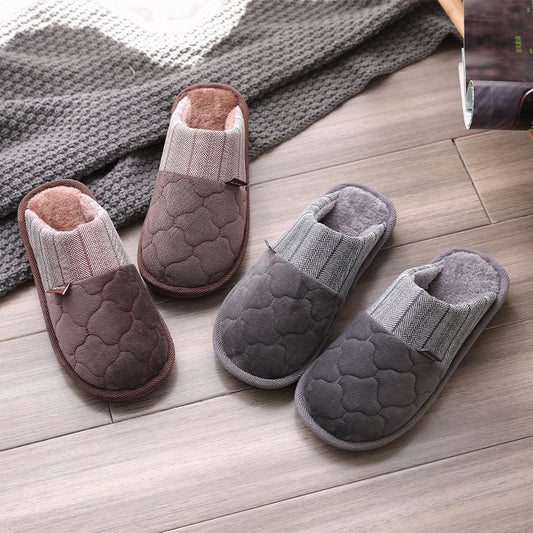 Embroidered Middle Aged And Elderly Men's Cotton Slippers