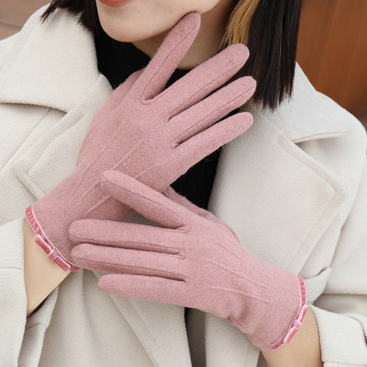 Women's Winter Fleece Lined Padded Warm Keeping Finger Gloves