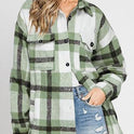 Women's Plaid Buckle Jacket Casual Fashion Long Sleeve Coat
