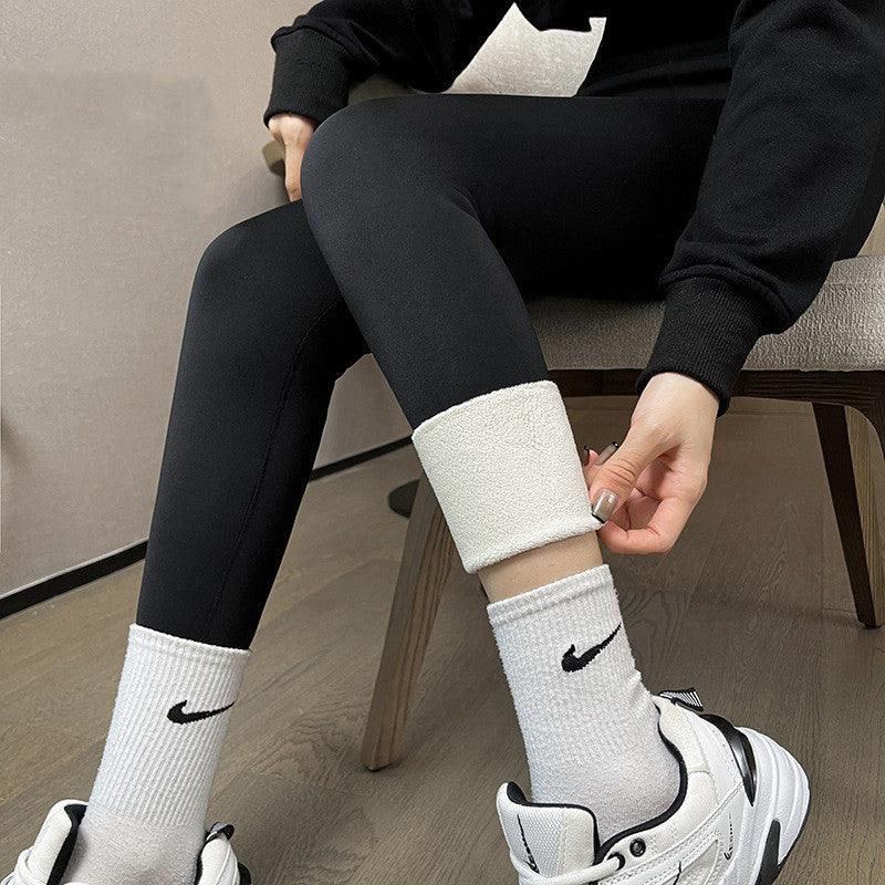 Plus Fleece Outer Wear Autumn And Winter Thick High Waist Leggings Women
