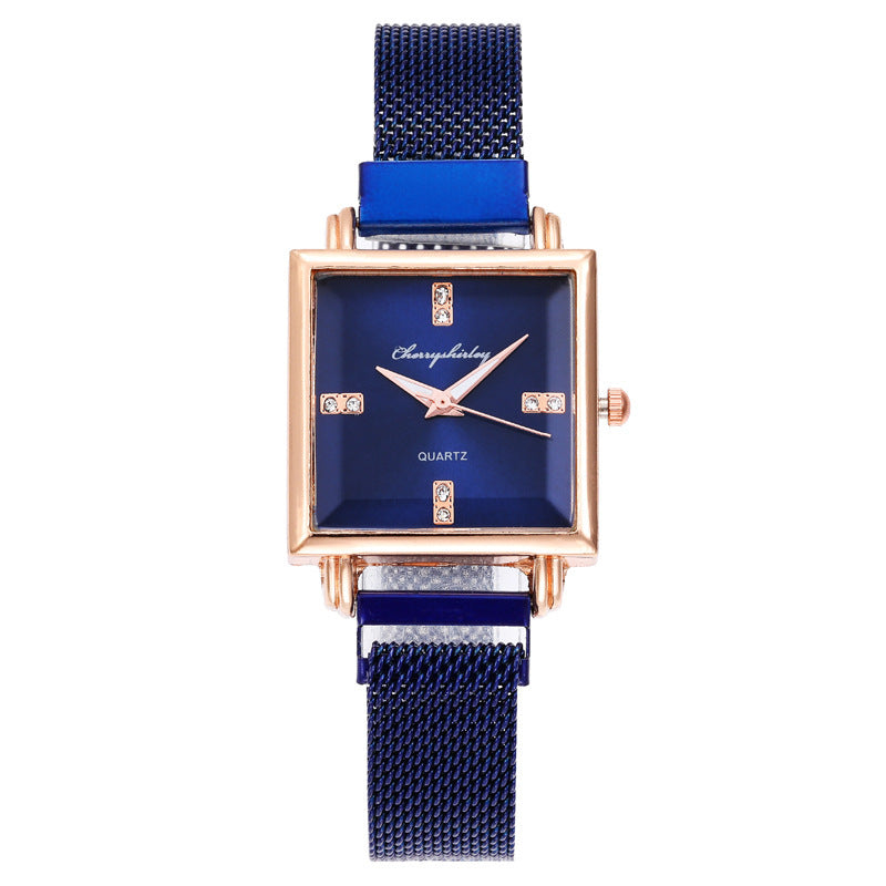 Square Simple Temperament Magnetic Snap Diamond Women's Watch