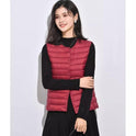 Women's Liner Waistcoat Lightweight Vest Down Jacket Round Neck Thin Lightweight