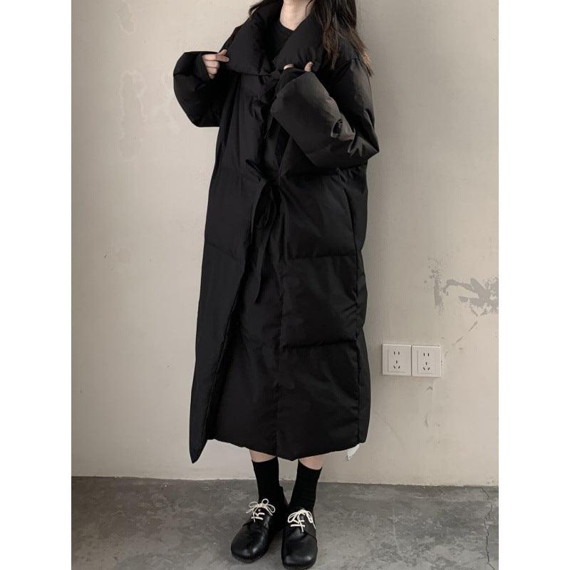 Down Cotton-padded Coat Dark Loose Lovers Three-quarter Length Women
