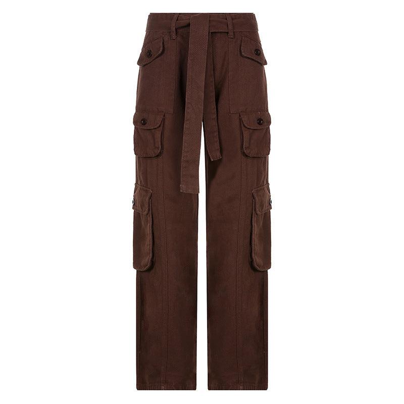 Retro Grey Work Jeans For Women European-american Style