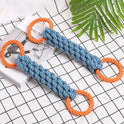 Pet Dog Toy Double-ring Chewable Cotton Knot Toy Tooth Cleaning Durable Braided Bone Rope Pet Teething Toy Pet Supplies