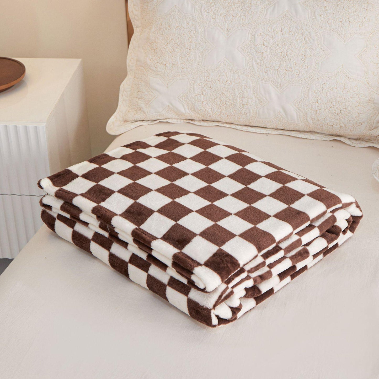 Chessboard Flannel Blanket Thickened Milk Flannel Blanket