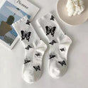 Butterfly Women's Tube Socks Hot Style Black And White Cartoon