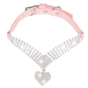 Shiny Rhinestone Pet Suede Soft Love Love Diamond Cat Collar