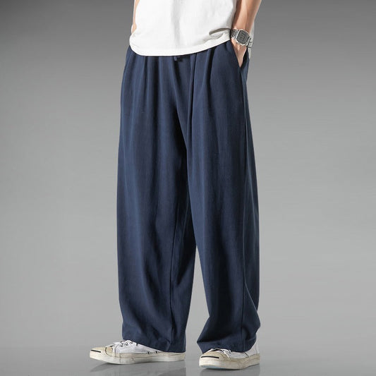 Lightweight Breathable Summer Plus Size Loose Straight Wide Leg Cotton And Linen Casual Pants