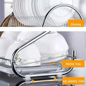 2 Tier Dish Drainer Rack With Drip Tray Kitchen Drying Rack Bowl Plate Holder UK