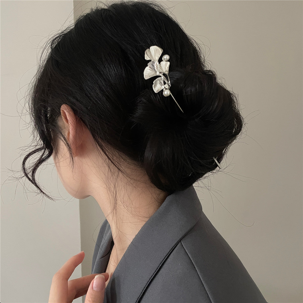 Ginkgo Leaf Pearl Hairpin Sub-high Sense