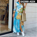 Women's Map Digital Printing Fashion Shirtdress