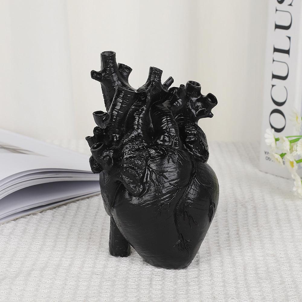Black And White Heart Vase, Creative Heart-shaped Vase, Home Desk Decoration, Resin Crafts, Great Deal
